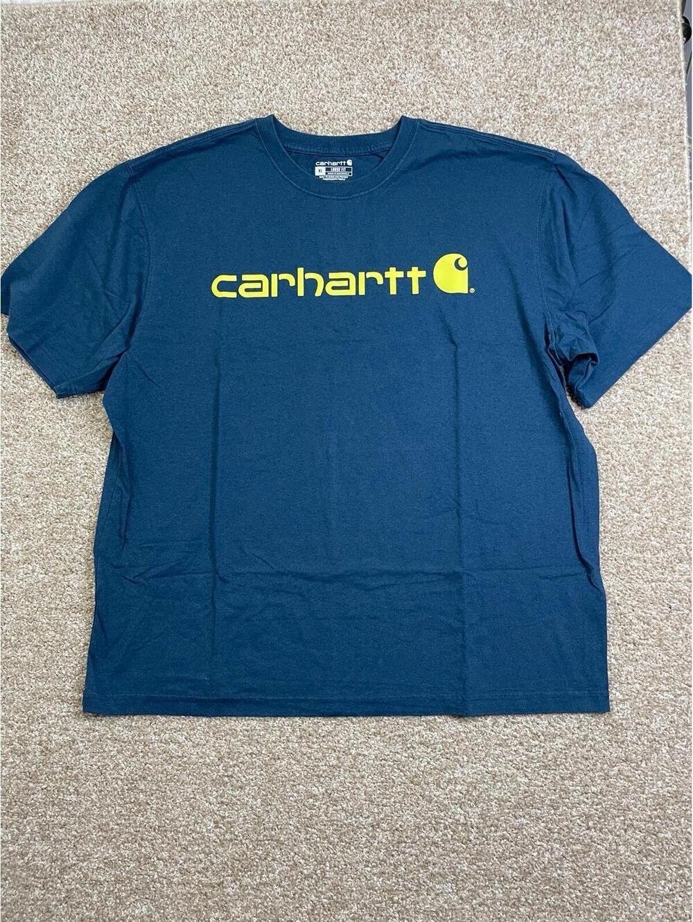 Carhartt Men’s Loose Fit Short Sleeve T-Shirt Size XL Blue Graphic Logo Tee EUC